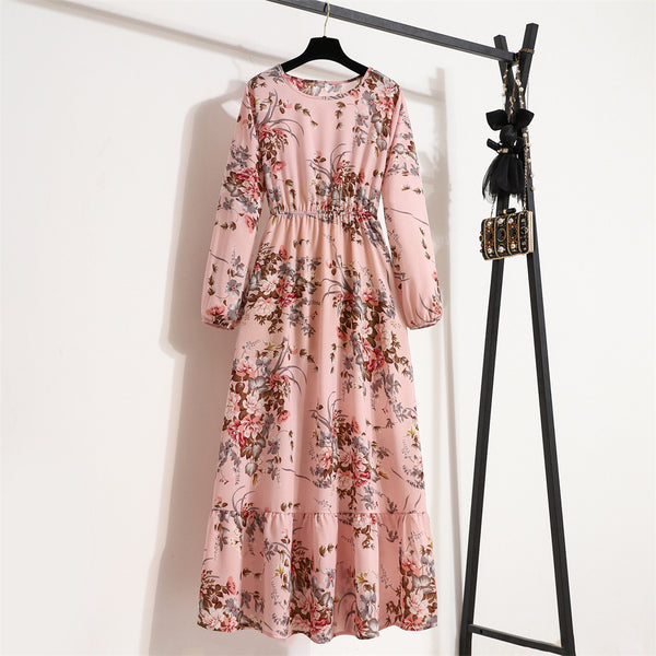 Peach floral printed maxi dress