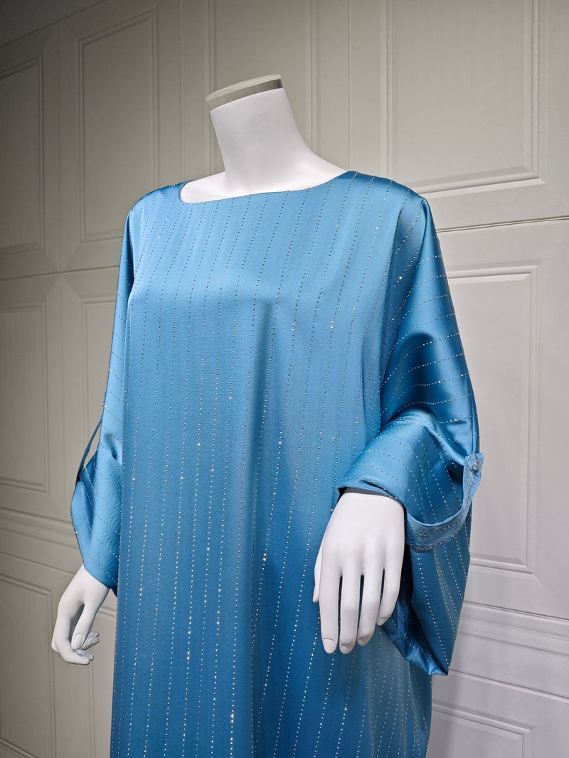 Sky blue sparkle batwing abaya