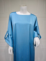 Sky blue sparkle batwing abaya