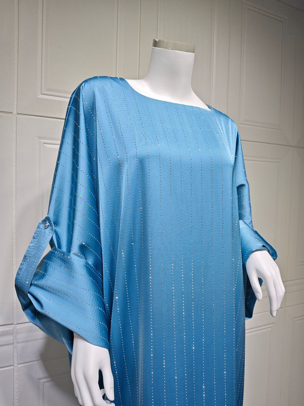 Sky blue sparkle batwing abaya