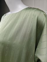 Pastel green sparkle batwing abaya