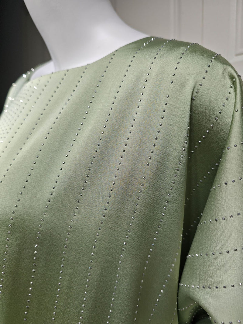 Pastel green sparkle batwing abaya