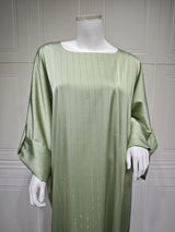 Pastel green sparkle batwing abaya