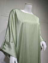 Pastel green sparkle batwing abaya
