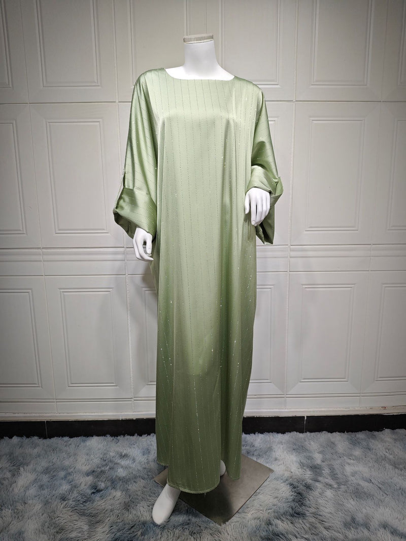 Pastel green sparkle batwing abaya