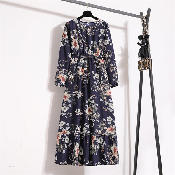 Navy floral printed maxi dress